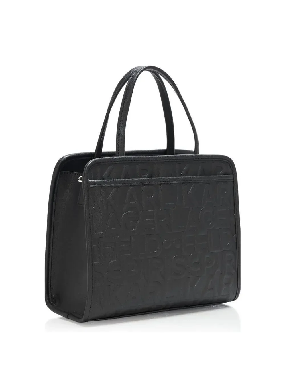 NWT Karl Lagerfeld Black Embossed LOGO Maybelle Satchel Handbag Purse